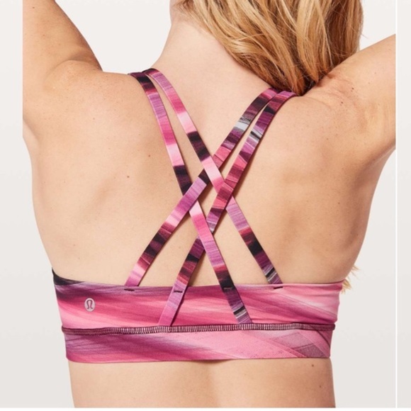 🛑SOLD🛑Lululemon Energy Bra *Nulux Size 8 Central saint martins Pink black - Picture 7 of 11